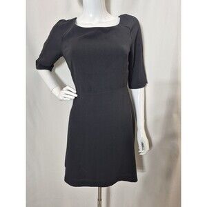 Forever21 Mini Dress Black Open Key Hole Back 3/4 Sleeve Medium